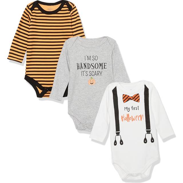 Little Treasure Unisex Baby Cotton Bodysuits, Halloween Suspenders, 6-9 Months