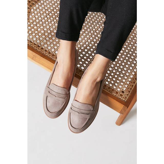 Dorothy perkins womens flat loafers taupe synthetic wide fit spring summer