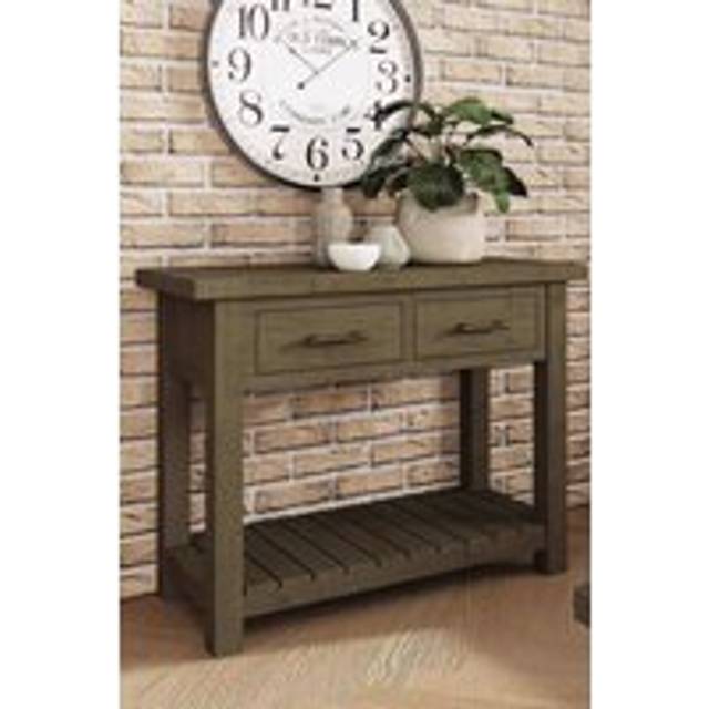 FW Style Saltash 2 Drawer Console Table - Solid Reclaimed Natural Pine, Brown