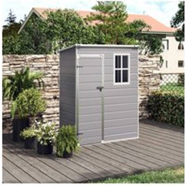 Compact Plastic Outdoor Garden Tool Storage Shed - Grey - One Size