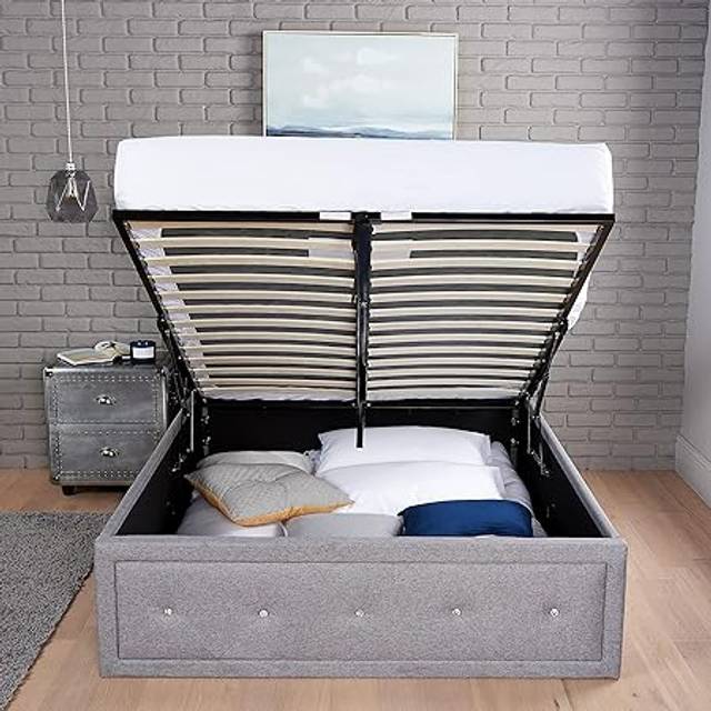 Home Treats Small Double Crystal Grey Ottoman Bed