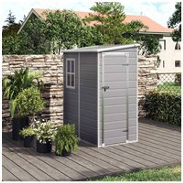 5 x 4 ft Pent Plastic Shed Garden Storage Shed with Window and Door,Grey - One Size