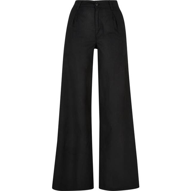 Women's linen blend wide leg Trousers Urban Classics - Noir