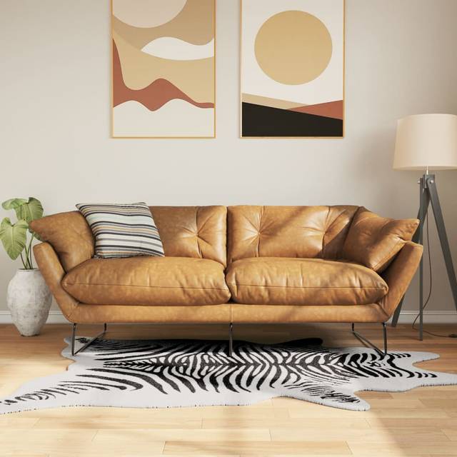 vidaXL Rug Black and White 120x170 cm Zebra Pattern Washable Anti Slip - Multicolour