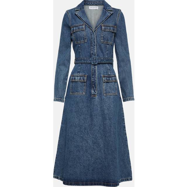 Self-Portrait Belted denim midi dress - blue (UK 6)