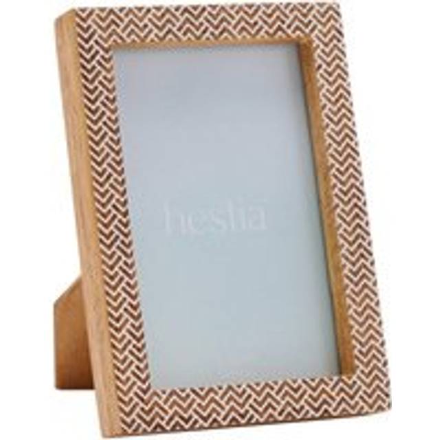 Chevron Stamped Carved Wood Photo Frame 3.5" x 5" - Brown - One Size