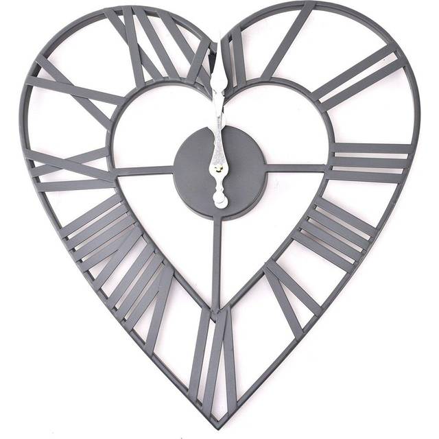 Hestia Grey Heart Wall Clock - Light Grey