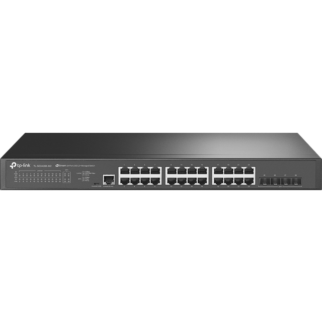 TP-Link Omada Non-POE 24-Port 2.5GBASE-T L2+ Managed Switch with 4 10GE SFP+ Slots Managed L2+ 2.5G Ethernet (100/1000/2500) Rack mounting 1U