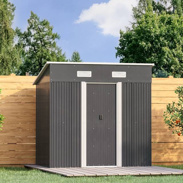 Mauch 6 ft. W x 4 ft. D Metal Pent Tool Shed - Black (194cm W X 121cm D X 182cm H)