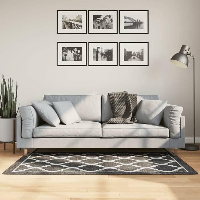 vidaXL Rug Washable Black and White 80x150 cm Anti Slip