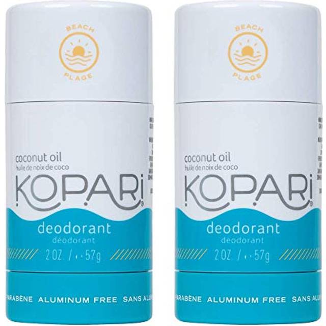 Kopari Aluminum Free Deodorant with Organic Coconut Oil | Beach 2 Pack | Vegan  Gluten Free  Cruelty Free  Non-Toxic  Paraben Free  Odor Protection  N