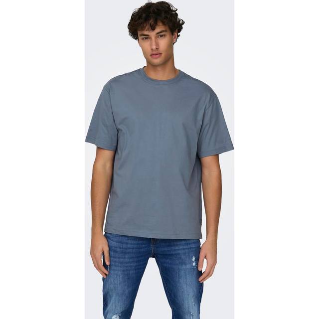 ONLY & SONS t-shirt i Flint Stone til herre | Relaxed fit |