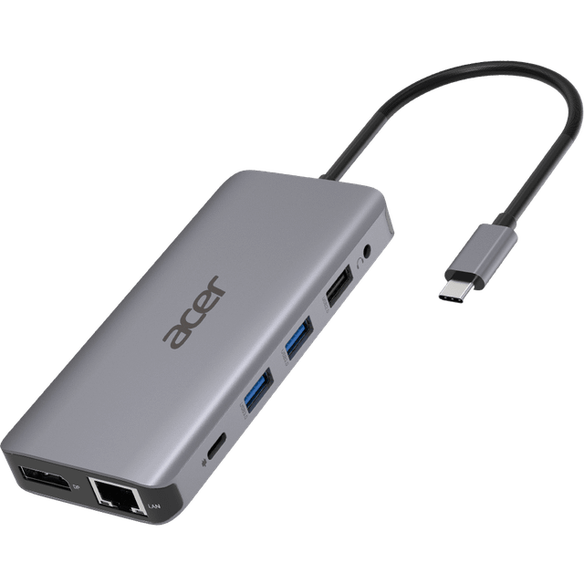 Acer HP.DSCAB.009 dockningsstationer för bärbara datorer Kabel USB 3.2 Gen 1 (3.1 Gen 1) Type-C Silver