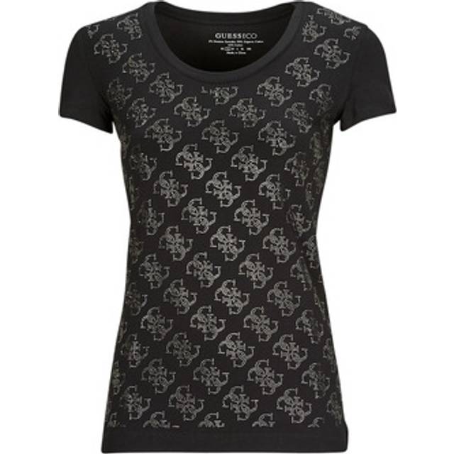 Guess Rhinestones 4G Logo T-Shirt - Black