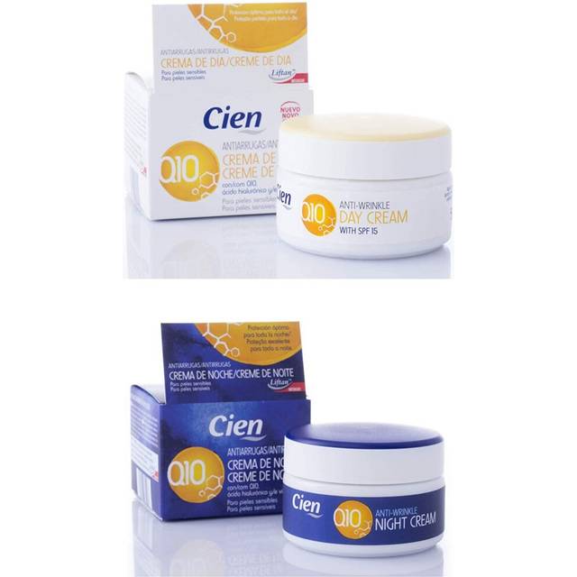 Set of 2 x 50 ml Cien Anti-Wrinkle DAY + NIGHT CREAM - with q10, Hyaluronic Acid & Vitamin E