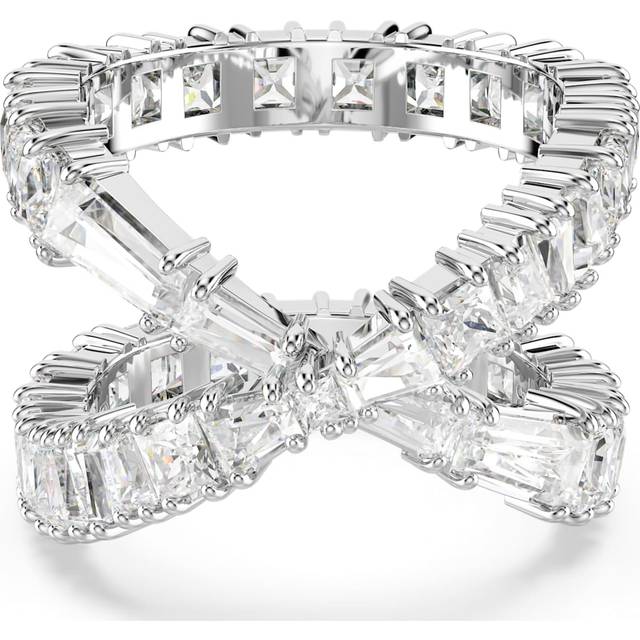 Hyperbola ring, Infinity, White, Silver-tone finish - 58