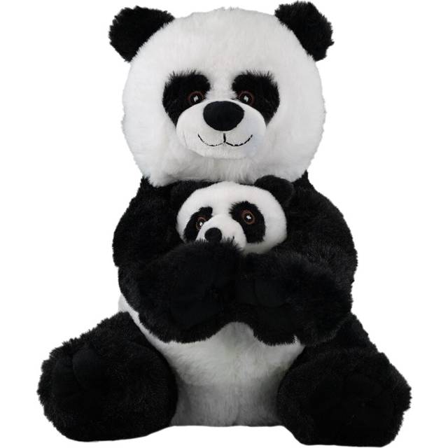 The Magic Toy Shop Mommy & Baby Panda Plush Soft Toy Seating Stuffed Teddy Bear Wild Animal Cuddly