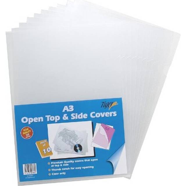 10 x A3 Clear File Covers Open Top Side Premium Plastic Folder Wallets