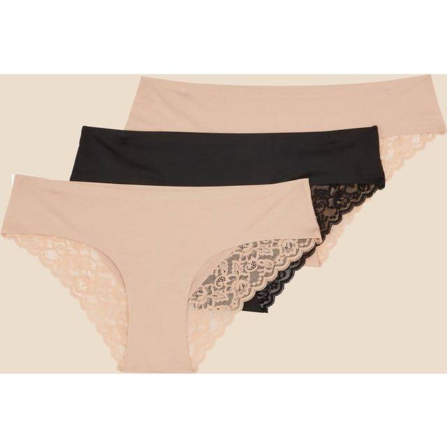 Beige/black No Vpl Brazilian Briefs Set of Three, Size: 18, Women's - Accessorize - Beige/Black