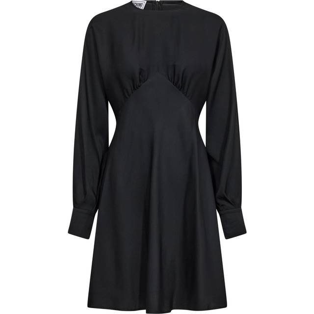 Moschino, Short Dresses, female, Black, S, Black Satin Finish Dress with Balloon Sleeves