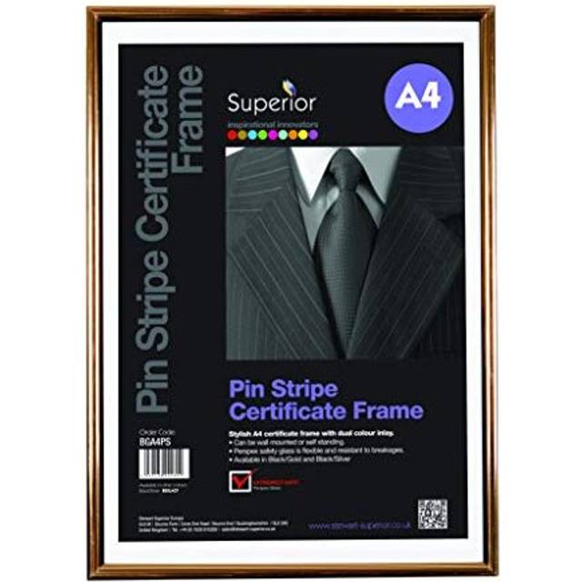 Seco A4 Pin Stripe Certificate Frame - Black Gold - Black/Gold