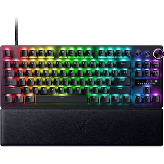 Razer Huntsman V3 Pro Tenkeyless – TKL analog optisk E-sport PC-tangentbord utan numeriskt tangentbord (snabblåsläge, Snap Tap, digital rotationsregulator och kontrollknapp) DE-layout, svart