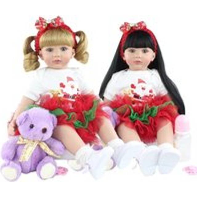 BZDOLL 60cm Soft Silicone Reborn Toddler Baby Doll Toys For Girl 24 Inch Black Long Hair Princess Bebe Kids Birthday Gift Play House 60cm doll black