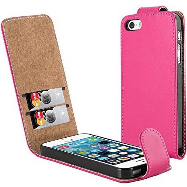 (Hot Pink) For iPhone SE Soft Leather Top Flip Wallet Case