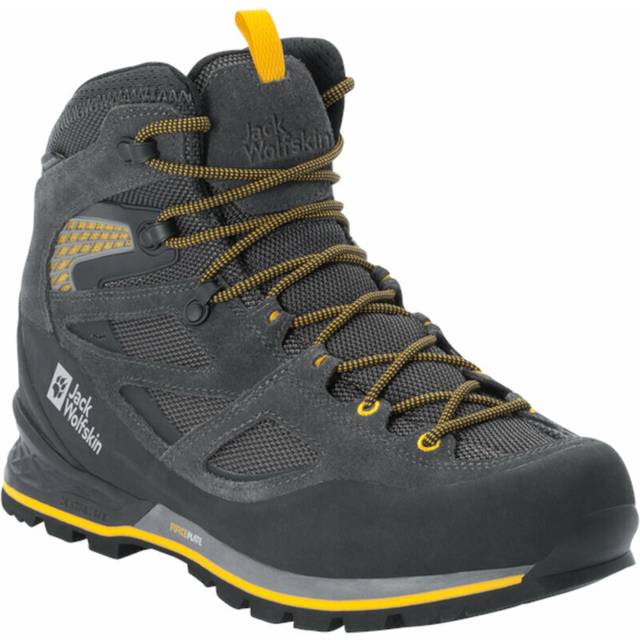 Jack Wolfskin Men’s waterproof trekking shoes Force Crest Texapore Mid Men 47 black / burly yellow xt Black / Burly Yellow Xt