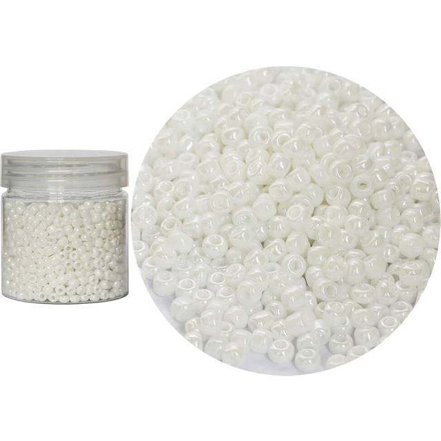 Bala&Fillic Opaque White Pearl Color 4mm Seed Beads About 1400pcs in Box 6/0 Glass Craft Seed Beads for Jewelry Making, Hole 1.2mm (White Pearl)