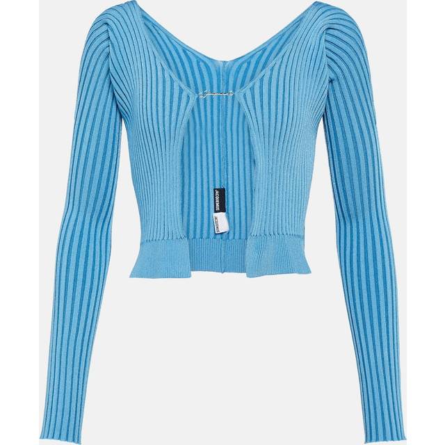 Jacquemus, Stickade tröjor & koftor, Dam, L, Stilfull Kofta - black (L)