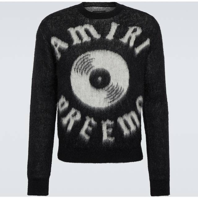 Men's Amiri Floral Arm Print Crew Black - Size: L