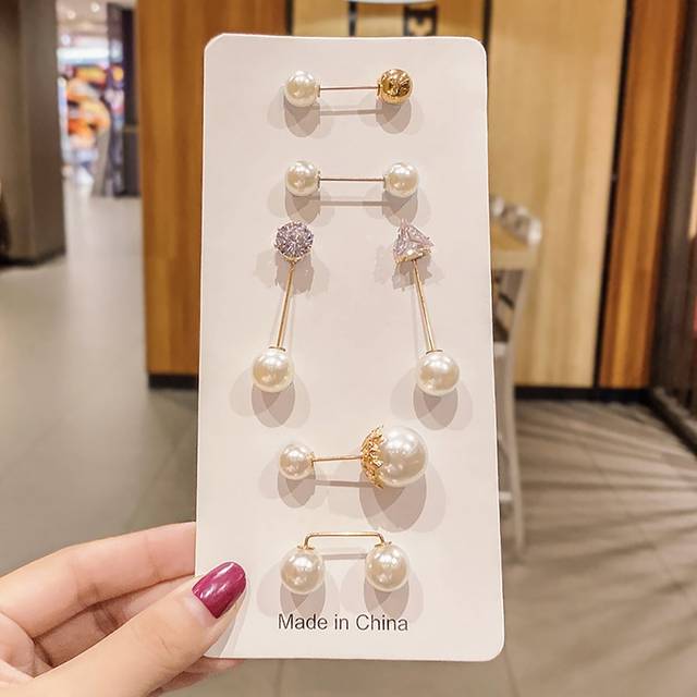 SHEIN 6Pcs/Set Big Faux Pearl Brooch Fashion Waist Clothing Clips Lapel Pin Sweater Dress Brooch Pin Accessories Waist Pin Excludes The Card