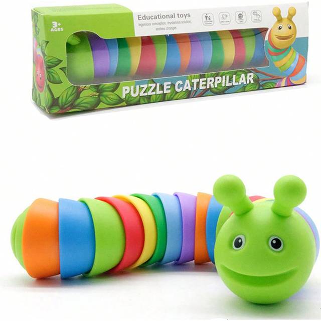 SHEIN 1Pc Or 2Pcs Random Color Funny Fidget Sensory Toy Realistic Worm Caterpillar ADHD Autism Stress Relief Toys Adults Gift