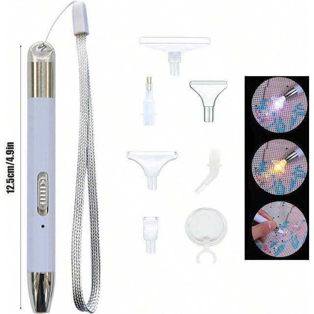 SHEIN 1 Set 5D DIY Diamond Painting Cross Stitch USB Charging Light Pen Dot Drill Tool Drill Roller Embroidery Accessories Diamond Mosaic Paint Art