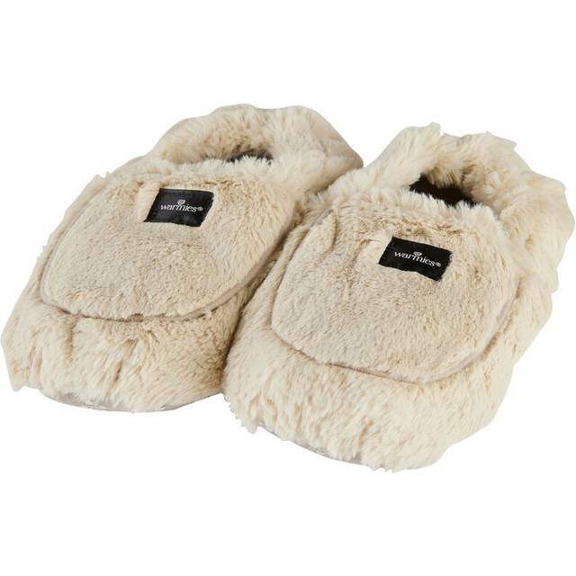 Warmies Microwaveable Slippers Luxury Lavender Scented Faux Fur - Almond