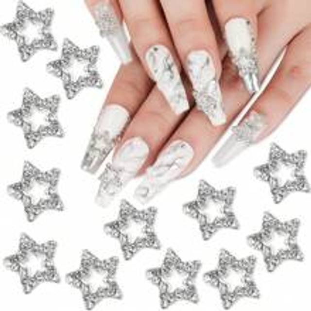 SHEIN Rhinestone Decor Star Design Nail Art Decoration, 10pcs Jewelry Gems Nail Art Charms Nail Art Accessory DIY Nail Supplies