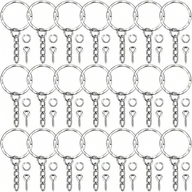 120 st/set Eller 250 st/set Nyckelkedjor Öppna Hoppa Ringar Ögon Knappnålar Smyckestillverkning Tillbehör Kit För DIY Epoxiharts Nyckelring Nyckelring - Silver (En-Storlek)