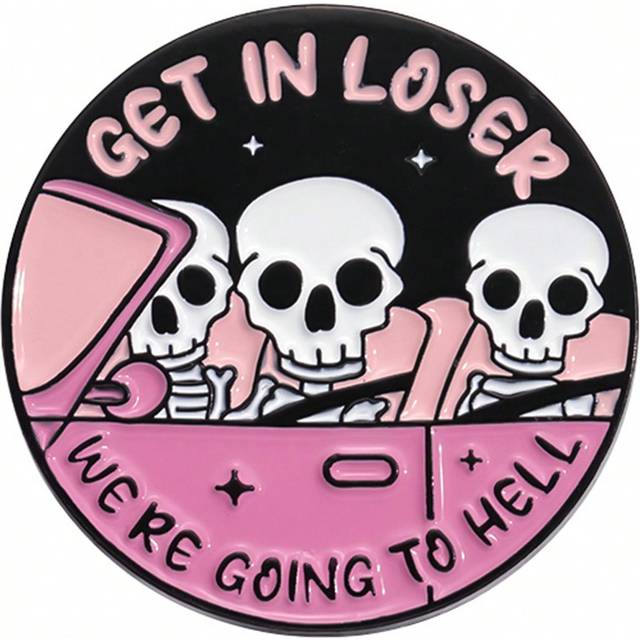 1 st. Runda Skalle Körning Design Minimalist Text Dekor Broscher , Lämplig Till Halloween , Dagligt slitage Och Ryggväskor Dekorationer För män och kv
