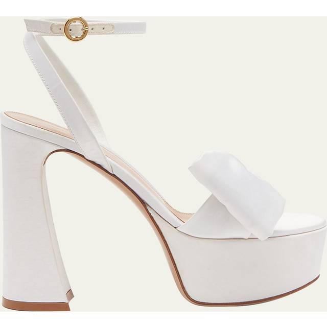 Gianvito Rossi Bow-trimmed satin platform sandals - white (UK 9)