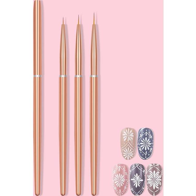 SHEIN Nail Drawing Pen Set, 3PCS Metal Handle Nail Art Pen Brush,Nail Design Brush,Painting Drawing Liner Nail Tools,For Home Use and Professional Nail Salo