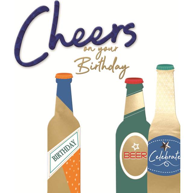 Cheers Beer Bottles Bright Embellished Birthday Greeting Card Luminous Cards