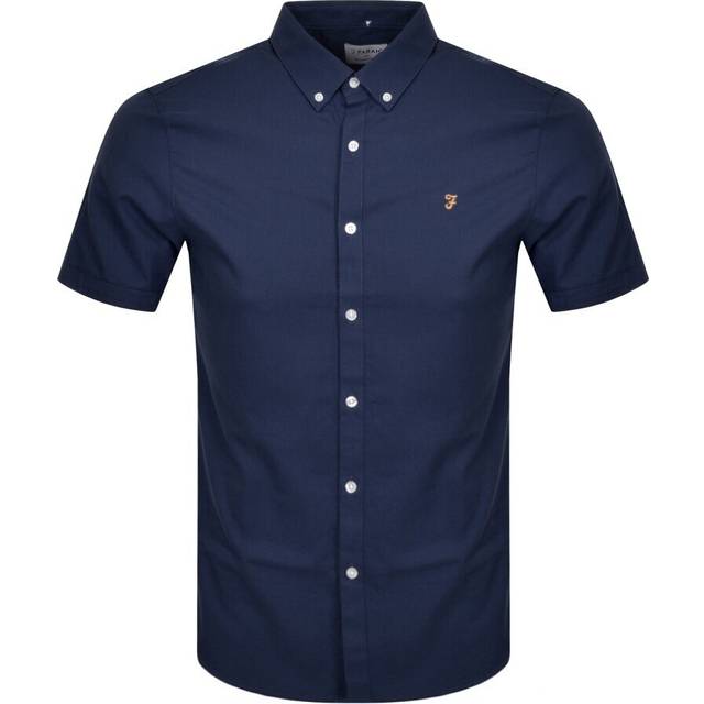 Brewer Short Sleeve Oxford Shirt In Navy