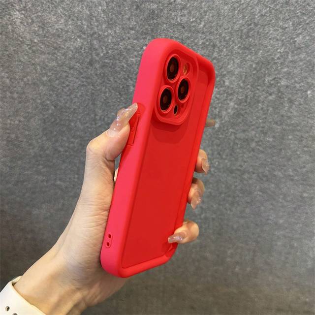 SHEIN Simple Thick Anti-Fall Red Phone Case Suitable For IPhone 16 ProMax/16/16 Pro/16 Plus/16 E/15/15 Plus/15 Pro/15 ProMax/11/12/13/14 ProMax/XS/XR/11 Pro