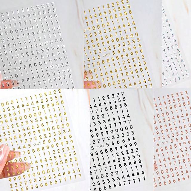 SHEIN 5PCS Mix Color Numbers Decals Roman 26 English Alphabet 3D Self-Adhesive Nail Art Decal Sticker Word Small Letter Nail Tattoos Decal Stickers DIY