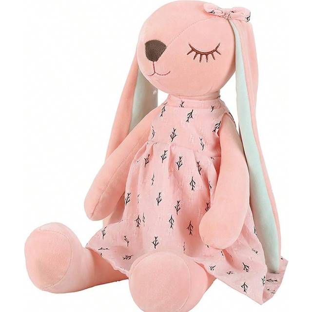 SHEIN 1pc 33/43cm Kawaii Long Ears Rabbit Plush Toys Lovely Sleeping Bunny Wearing Skirt Dolls Stuffed Soft Animal Appease Toy Lovely Birthday & Christmas D