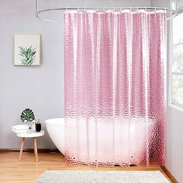 1 st Eva transparent duschdraperi asymmetrisk form rosa transparent duschdraperi flera storlekar utan krokar heminredning höstdekor badrumstillbehör t (150*180,120*180,180*200,180*180)