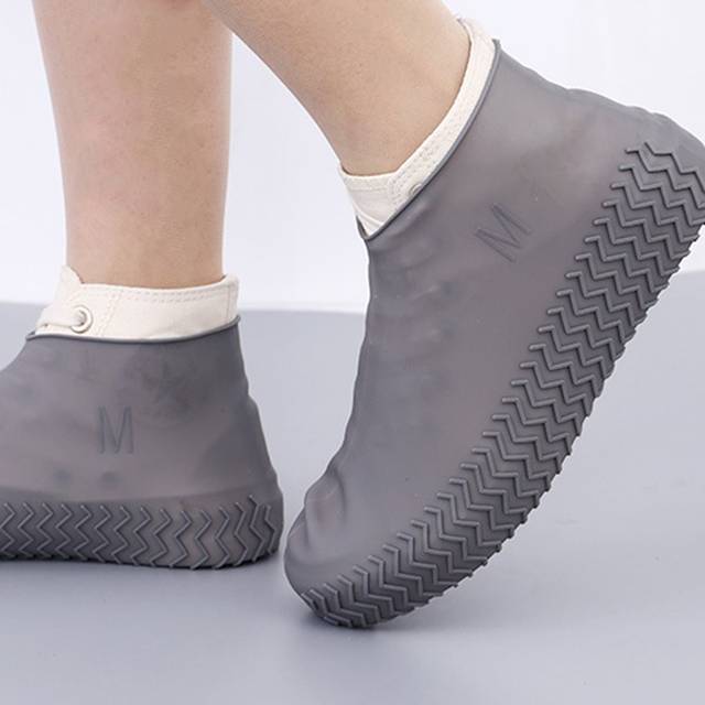 SHEIN 1pair Vintage Rubber Boots Reusable Latex Waterproof Rain Shoes Cover Non-Slip Silicone Overshoes Boot Covers Unisex Shoes Accessories For School,Offi