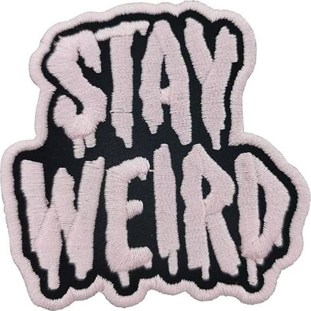 SHEIN Stay Weird Embroidered Patch Pink Letter Iron On/sew On Patch, Suitable For Dress, Jeans, Jacket, Backpack, Punk Accessories, Sewing Applique