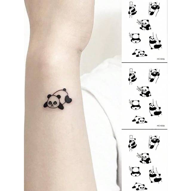 SHEIN 3sheets/Set Cute Cartoon Panda & Bamboo Waterproof Temporary Tattoo Sticker, Body Art For Adult Men And Women, Arms And Ankle